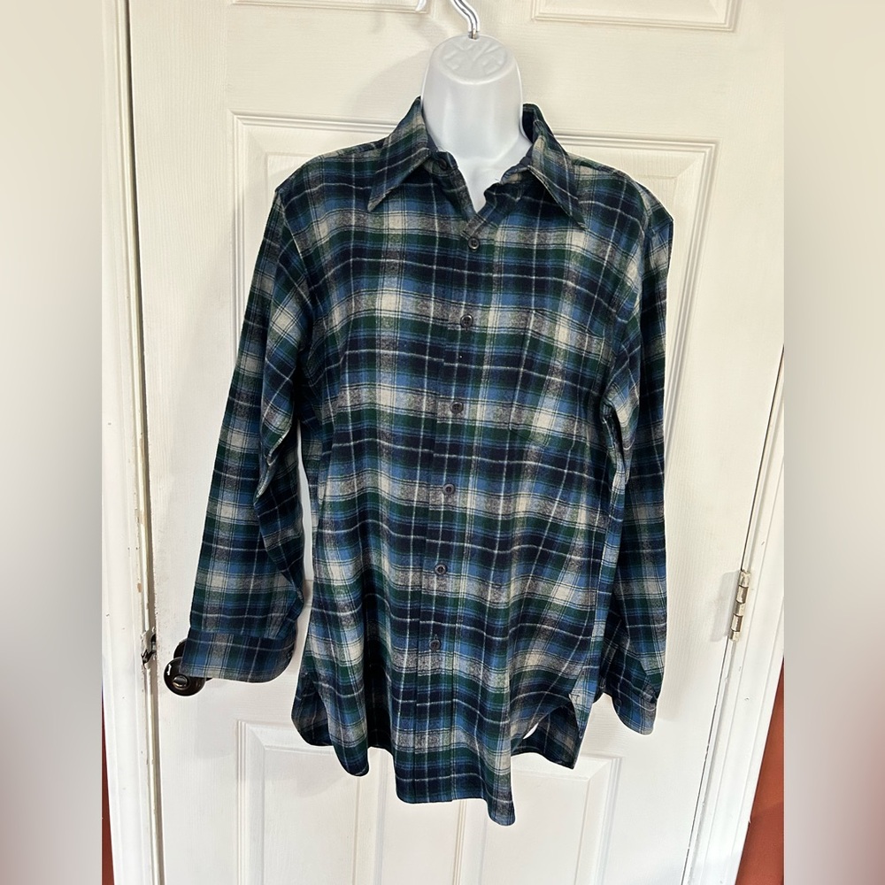 Pendleton Vintage Men’s Wool Plaid Button Down Shirt Size M 70s USA